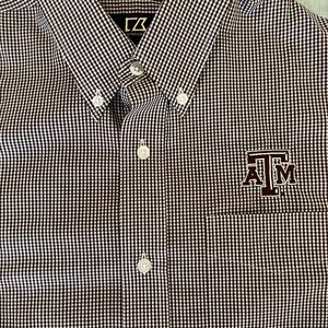 Cutter & Buck Men's Texas A&M Checkered Shirt - Black and White